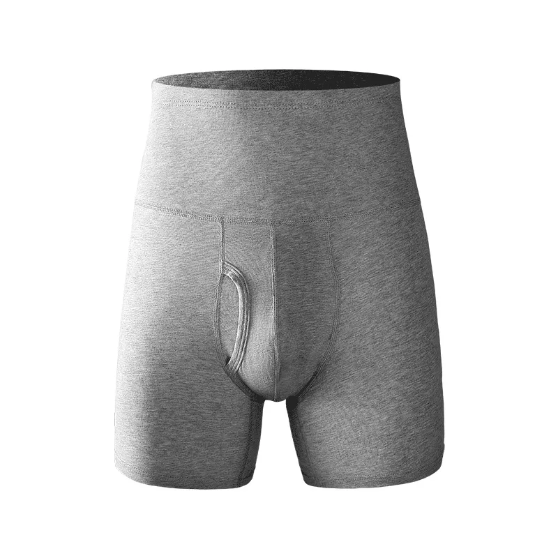 ملابس داخلية للرجال من القطن الخالص بخصر عالٍ وبطن مقاس كبير ومطول ومضاد للارتداء وسراويل زاوية مسطحة رياضية دافئة ودافئة