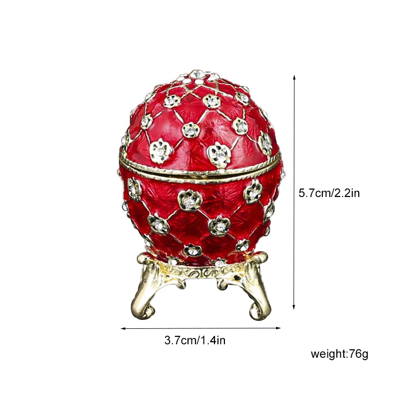 Enamel Faberge Mini Size Easter Egg Jewel Case Jewelry Storage Box Metal Handicraft Home Furnishing Articles Holiday Gift