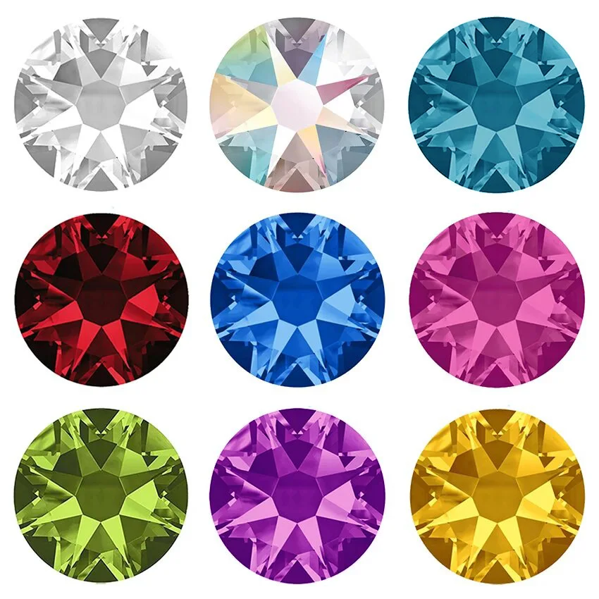 6A 2088 Flat Back Non Hotfix Rhinestones 8 Big 8 Small Facets Glue On Crystal Strass for Nail Art Figure Skating Garment