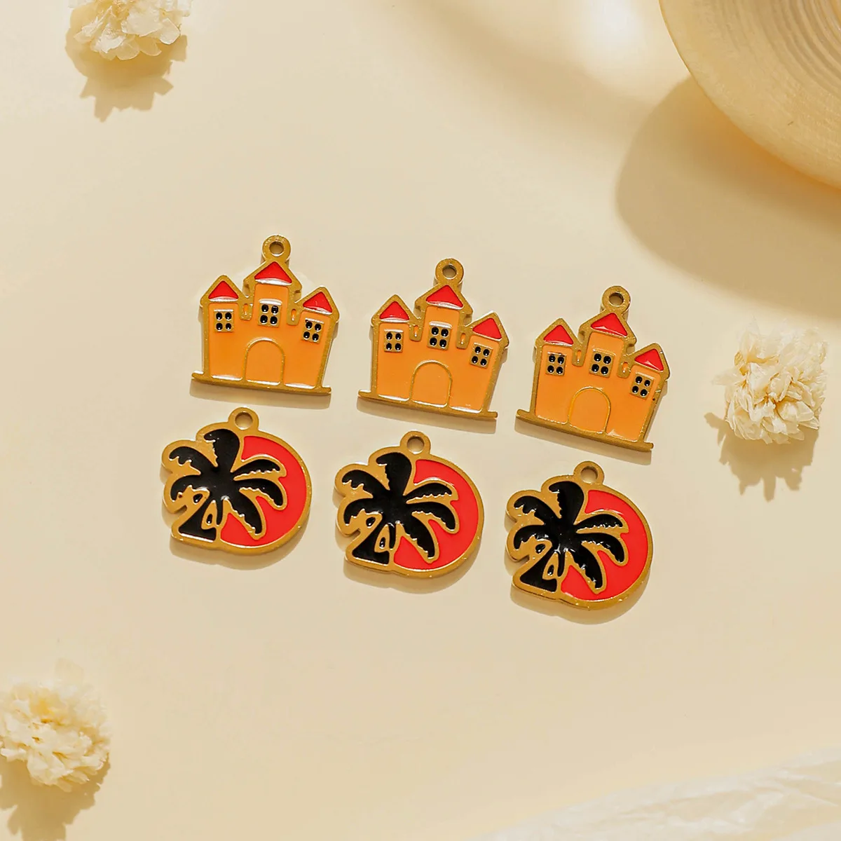 5pcs Diy Pumpkin Oil Dripping Pendant Charms Halloween Stainless Steel Necklace Earrings Bracelet Pendants Jewelry Making