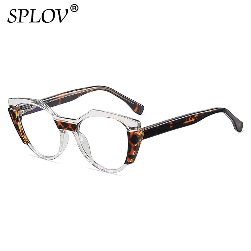 

New Retro Anti Blue Light TR90 Cat Eye Polygon Women Glasses Frame Clear Lens Fashion Eyewear Double Color Men Optical Shades