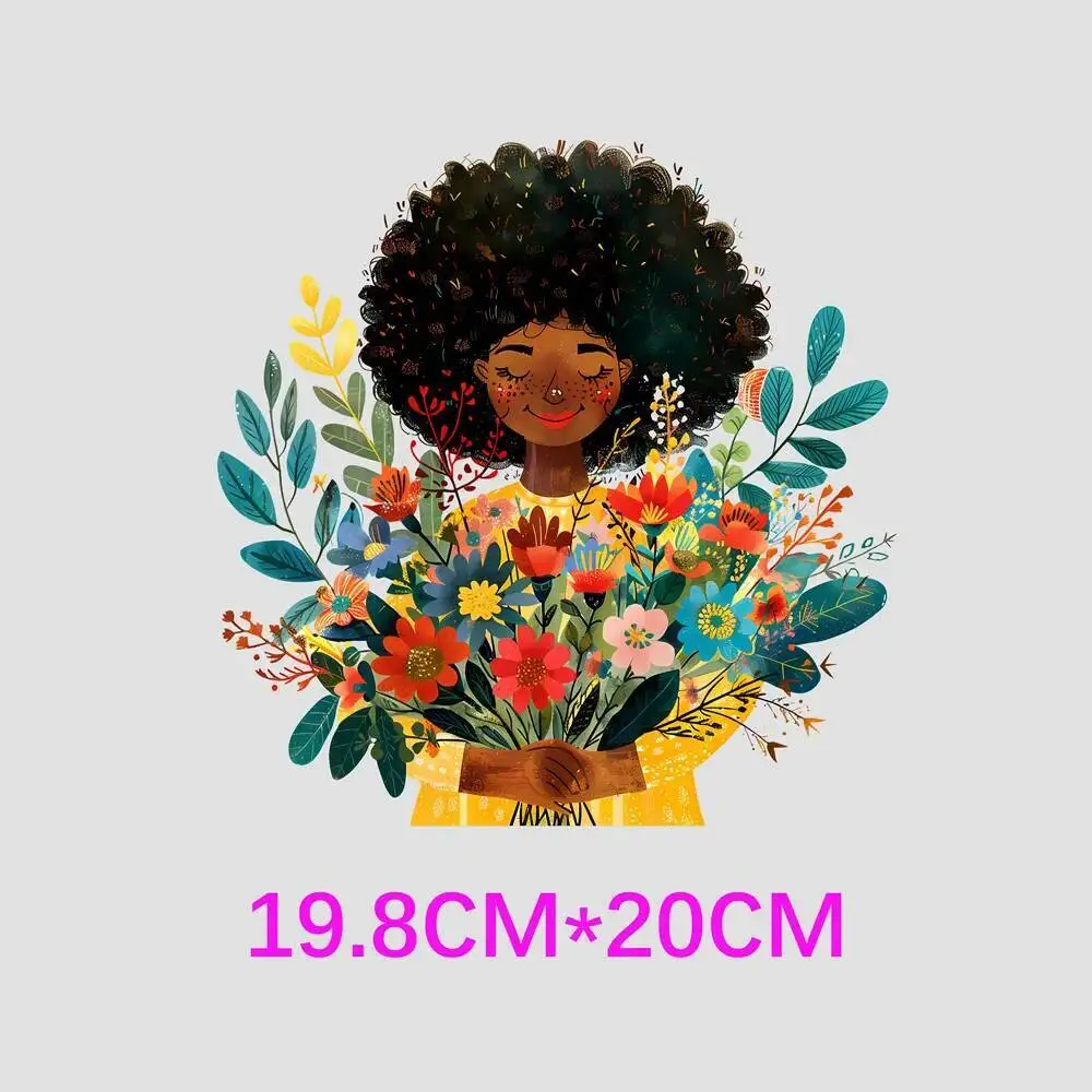 ملصقات باقة زهور للفتيات ، أزياء الفتيات ، ملصق نقل حراري للسيدات ، تيشيرت حراري فينيل وردي قابل للغسل ، 20 ks