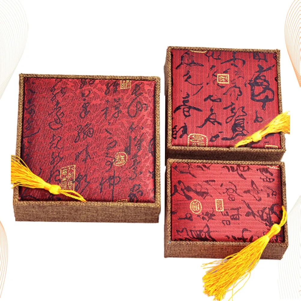 

3Pcs Jewelry Box Set Silk Gift Box Necklace Bracelet Case Chic Design Elegant Appearance Best for Any Occasions