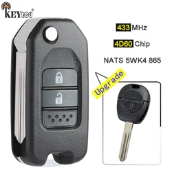 KEYECU 433MHz 4 d60 Chip nits 5 wk4 865 aggiornato Flip Remote Key Fob per Nissan Almera Micra Primera Patrol X-Trail Terrano Pulsar