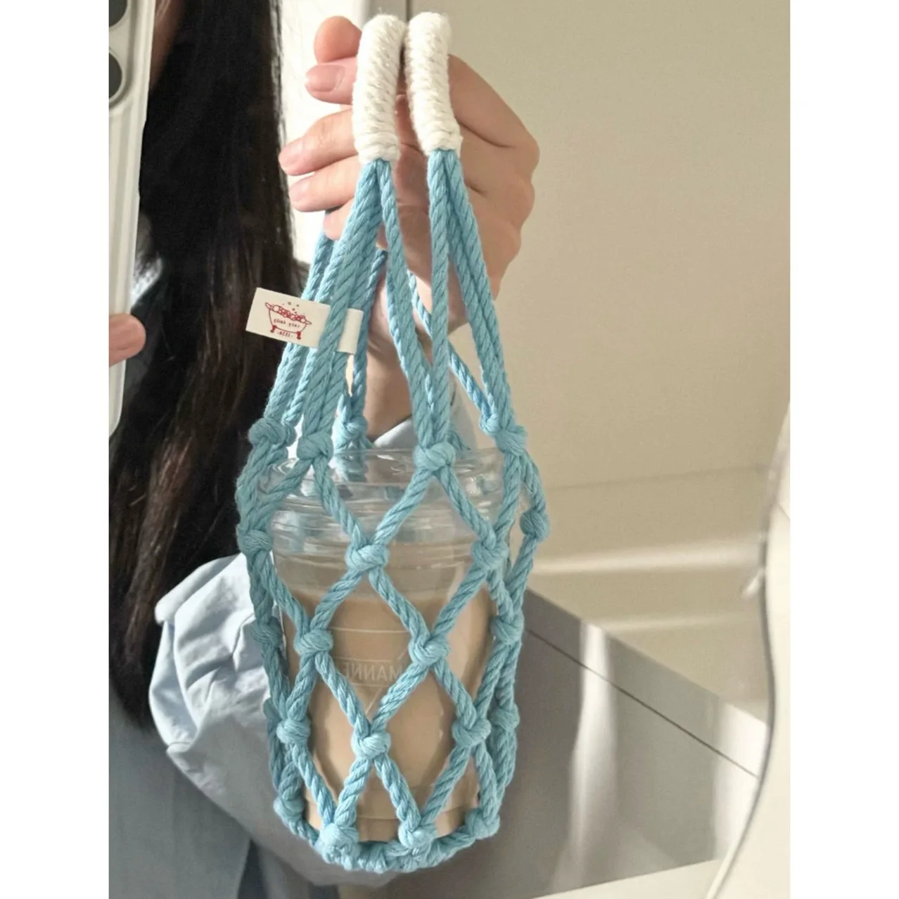 Water Cup Mesh Bag,Hand Woven And Easy To Carry Bag,Milk Tea Coffee Water Cup Cover,Travel Cup Cover,Suitable For Summer Travel