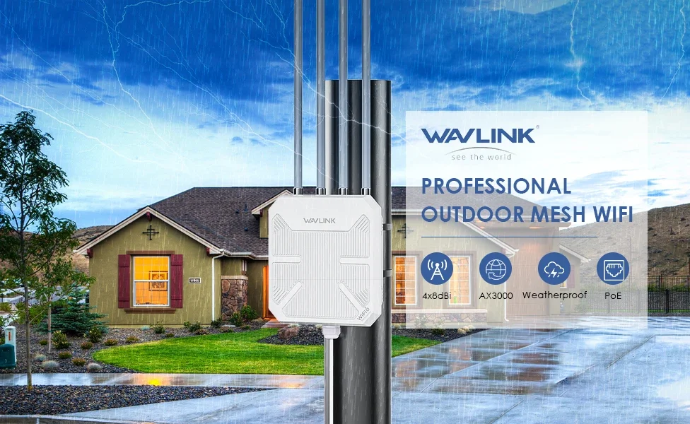AX3000 Router exterior extensor de rango de punto de acceso de 100-300 metros de largo alcance Wavlink