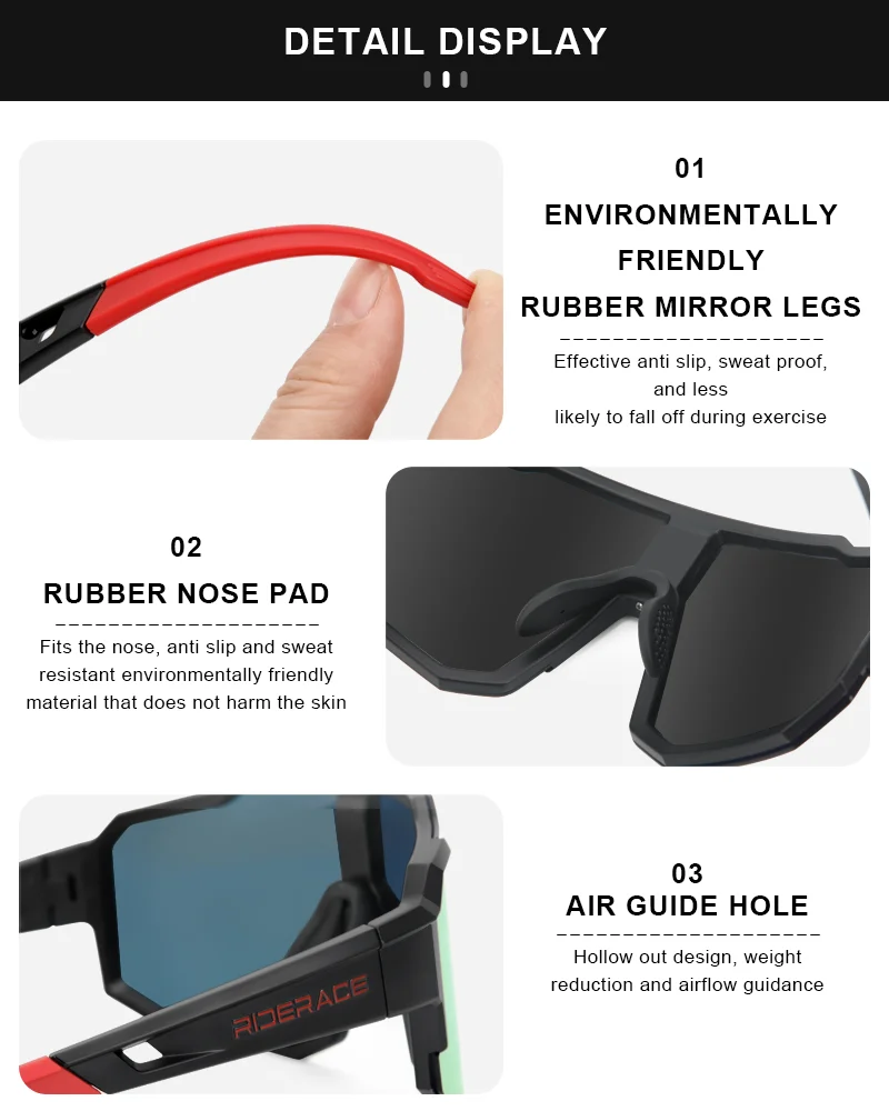 RIDERACE Cycling Sunglasses Photochromic For Men Women Sun Glasses MTB Mountain Bike Eyewear Sports Road Bicycle Goggles UV400
