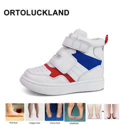 Ortoluckland Children Sneakers Girls Genuine Leather Boots Toddler Spring Flatfeet Footwear Boy Kids Orthopedic Shoes