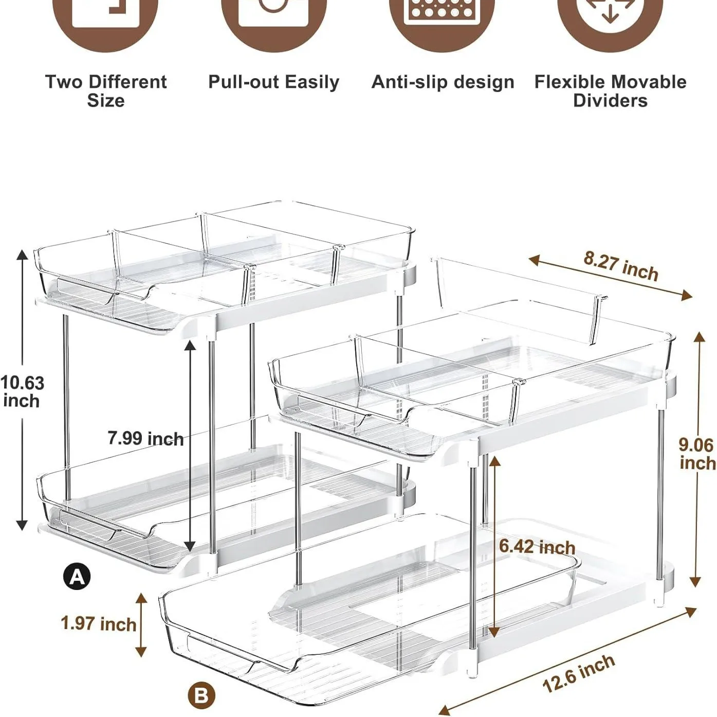 Multi-layer Kitchen Storage Rack PET Transparent Cosmetic Storage Box Desktop Drawer Storage Box Bathroom Under Sink Organizers