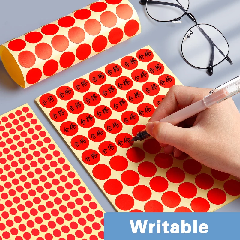 15Sheets Red Round Spot Circles Sealing Sticker Paper Labels DIY Dot Stickers For Inventory Organize Red Label