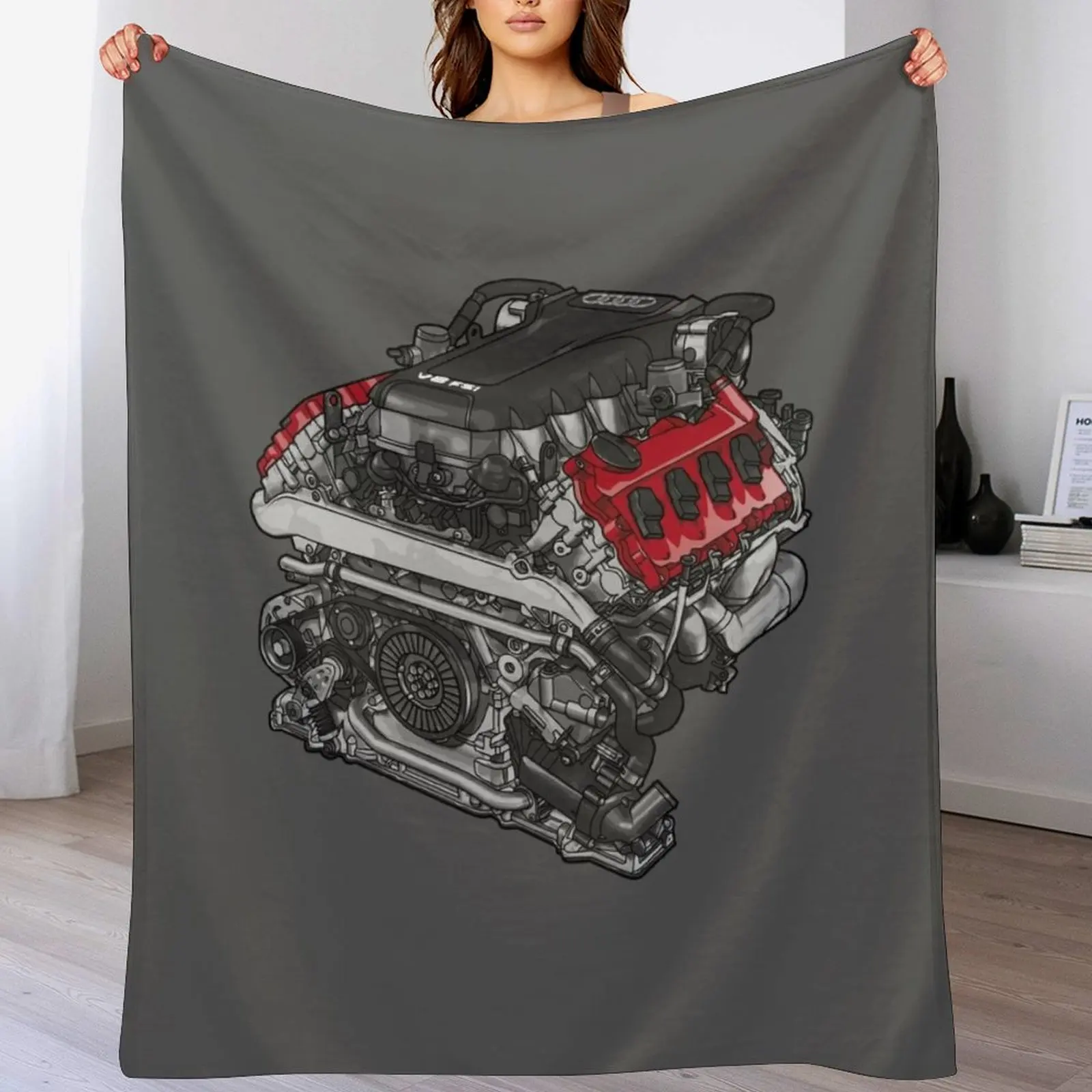 4.2FSI V8 Throw Blanket Men's Soft Warm Throw Blanket for Couch