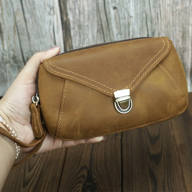 

Multifunctional Waist Bag Vintage Wallets First Layer Cowhide Genuine Leather Wallet Basic Daily Zipper Purse Casual Phone Bags