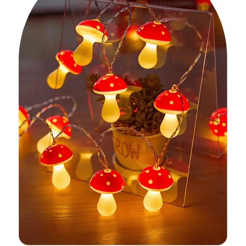 LED Mushroom String Lights For Outdoor Patio Garden Decoration Kids Bedroom Interior Tent Holiday Atmosphere Lighting Lamp