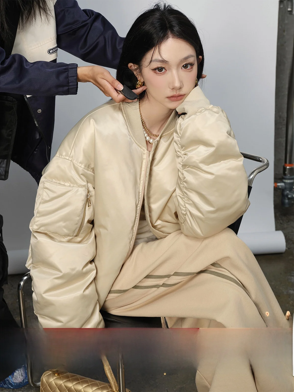 

Ouyang down Jaet Women's Loose Thiened Winter Coat American Retro Sle Long Sve Zipper Closure Warm Straight Cut Coat