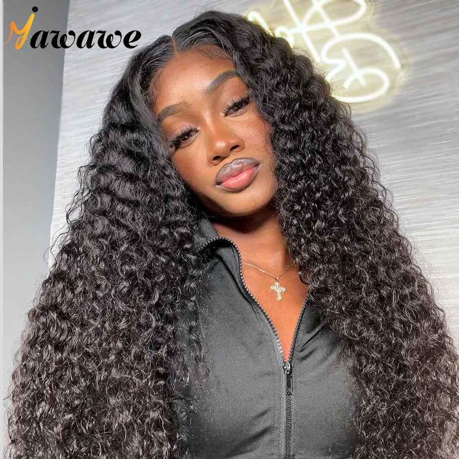 Kinky Curly Lace Front Wig, Peruca de cabelo humano pré-arrancado, Yawwe Wear Go Wig, Glueless, Pronto para ir