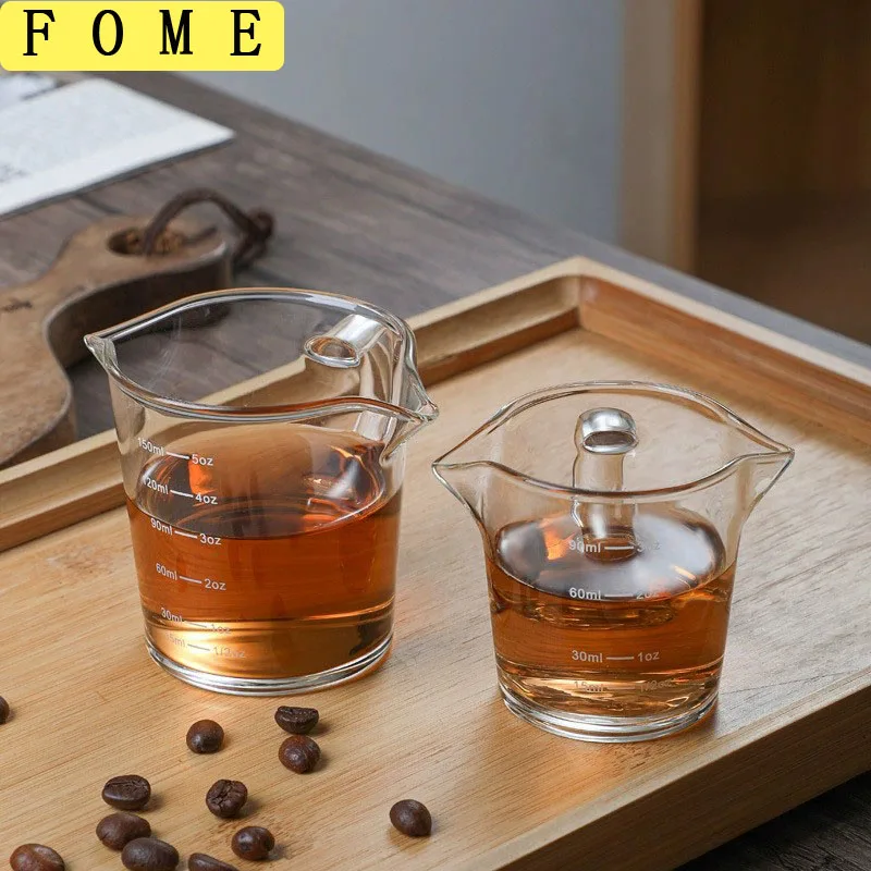 

70/90/150ml Glass Espresso Measuring Cup With Handle Double Mouth Milk Jug Coffee Supplies Clear Kitchen Measure Mug