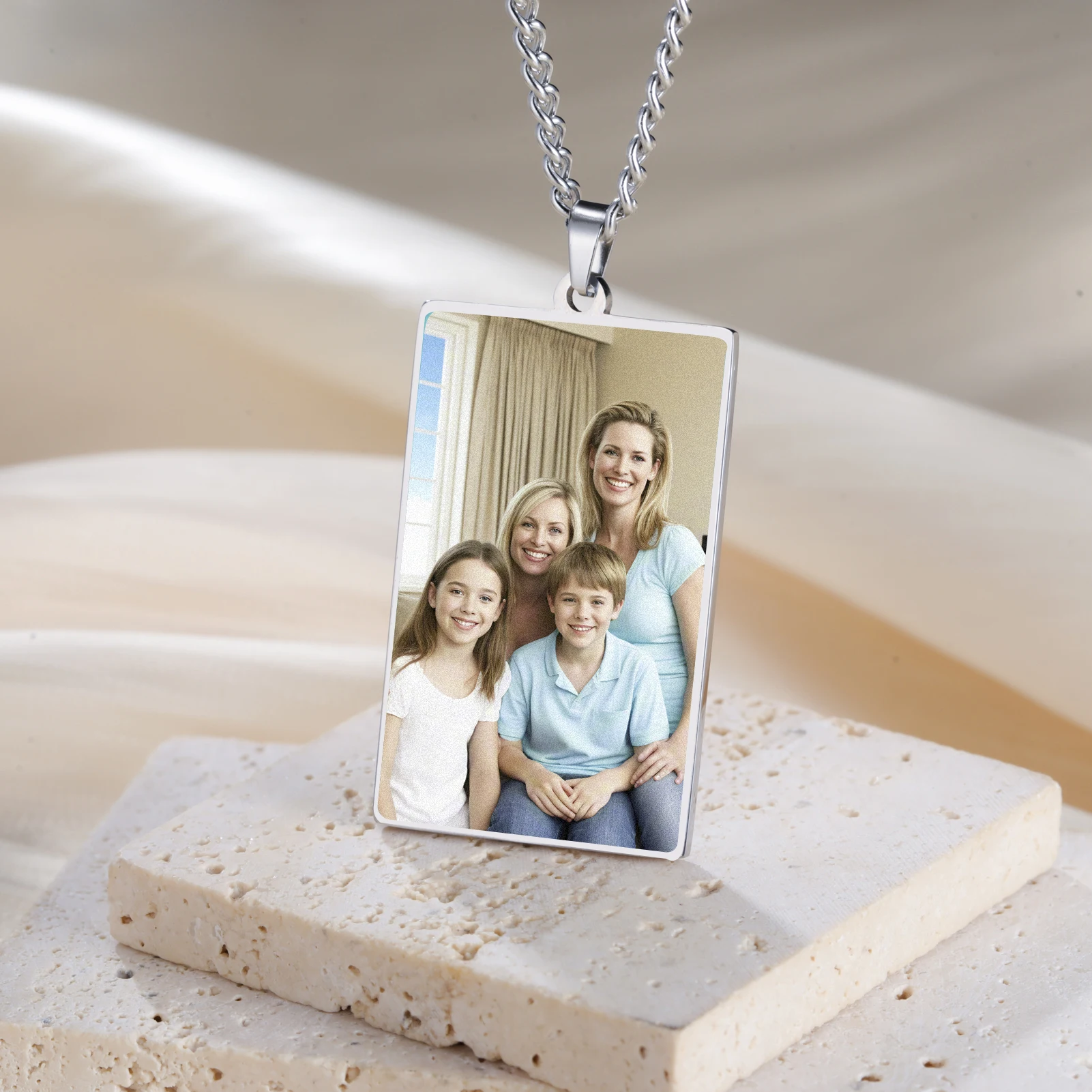 Name Print Demand Photo Necklace Personalized Picture Custom Gift For Men Woman Mom Couple Family Chain Stainless Steel Jewelry