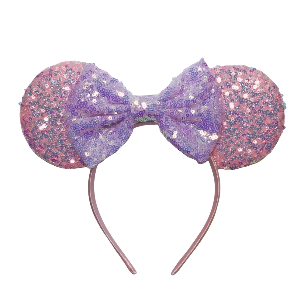 Ziming  New Designed Mouse Ears Headband For Girls Sequin Bow Hairband Festival Party Cosplay DIY Hair Accessories