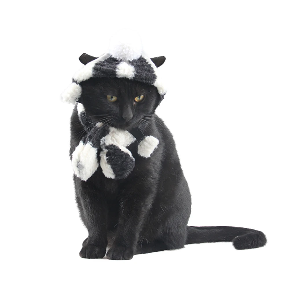 

1 set Winter Warm Striped Set For Dogs Cats Durable Comfortable Cold Protection Dog Hat Costume Scarf Skin-Friendly Air