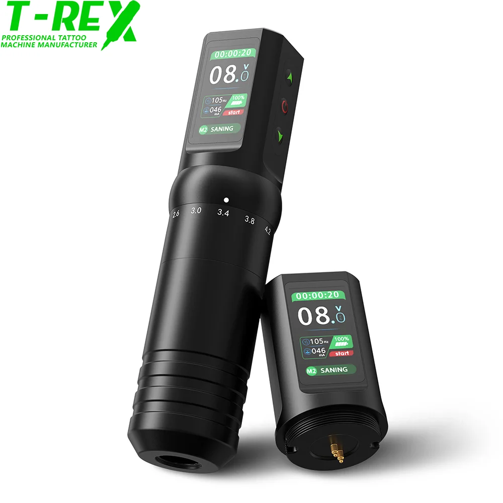 

Беспроводная ручка для татуировки T-Rex Flash, регулируемый ход 2,0-4,2 мм, аккумулятор 1600 мАч, источник питания для татуировок для всех видов татуировок