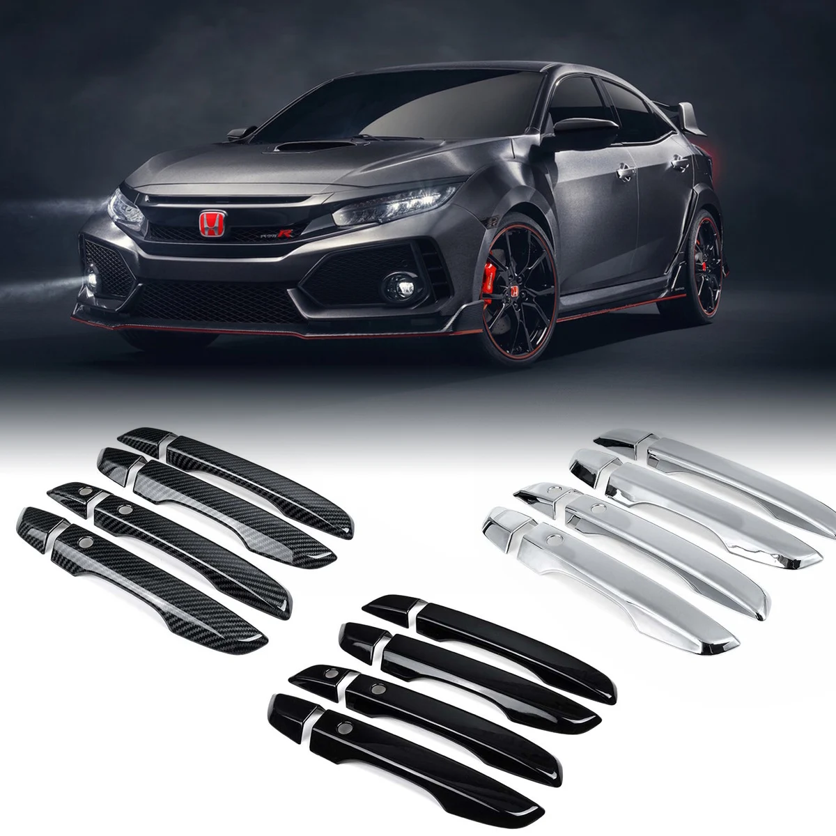 Car Exterior Door Handle Covers Trim w/ Keyless Entry For Honda Civic 10th 2016 2017 2018 2019 2020 2021 Car Accessories