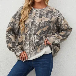 Women'S Sweatshirts 3d Maple Leaf All Over Print Realtree Hoodies Round Neck Long Sleeve Hoodless Sweatshirt Graphic Y2k Clothes