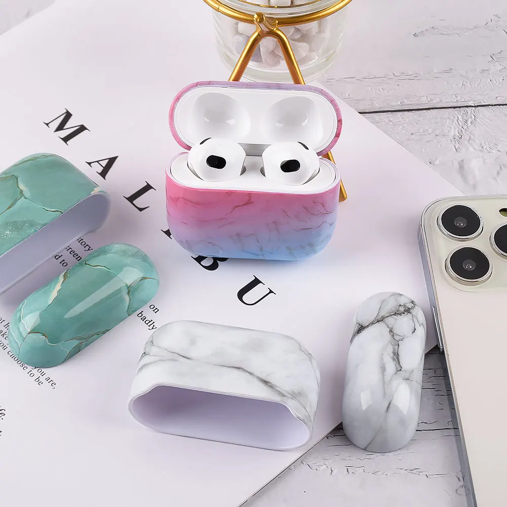 Etui z marmurowym wzorem do słuchawek Airpods 4 Pokrowiec na słuchawki Airpods Pro2 Pro 2. 1. 3. generacji USB C Twardy futerał ochronny na komputer PC