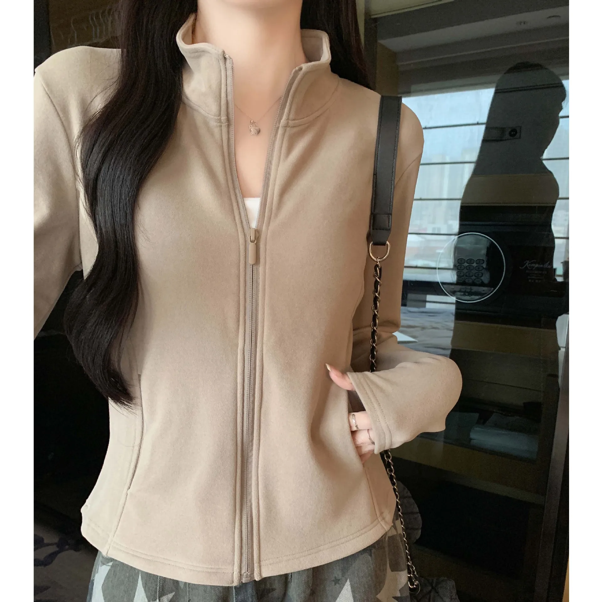 New Women's Solid Color Zip Up Short Jacket Slim Comfortable Versatile Casual Daily Wear Stylish Elegant Outerwear Short Jacket