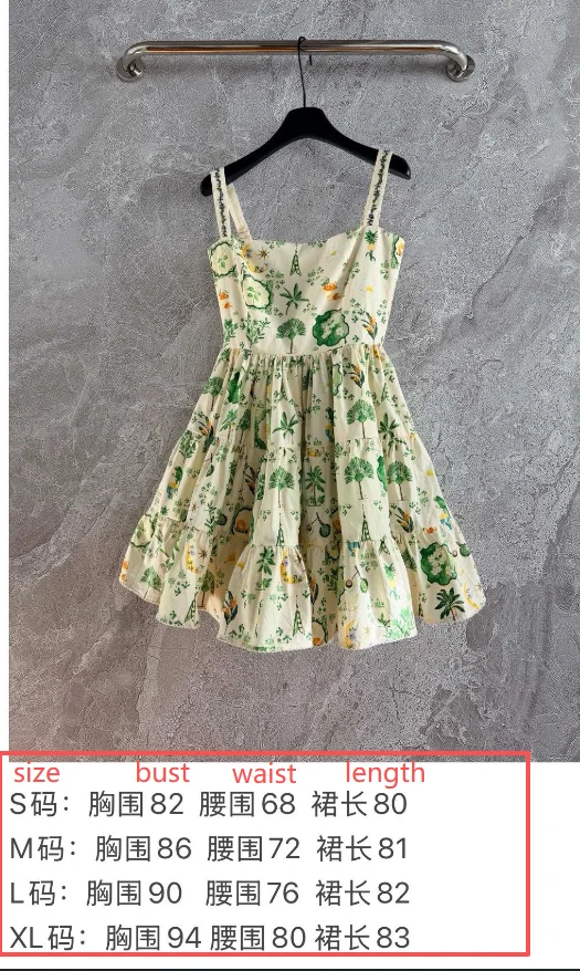 2026 Nuova primavera estate verde stampa floreale ricamo senza maniche donna mini abito di alta qualità