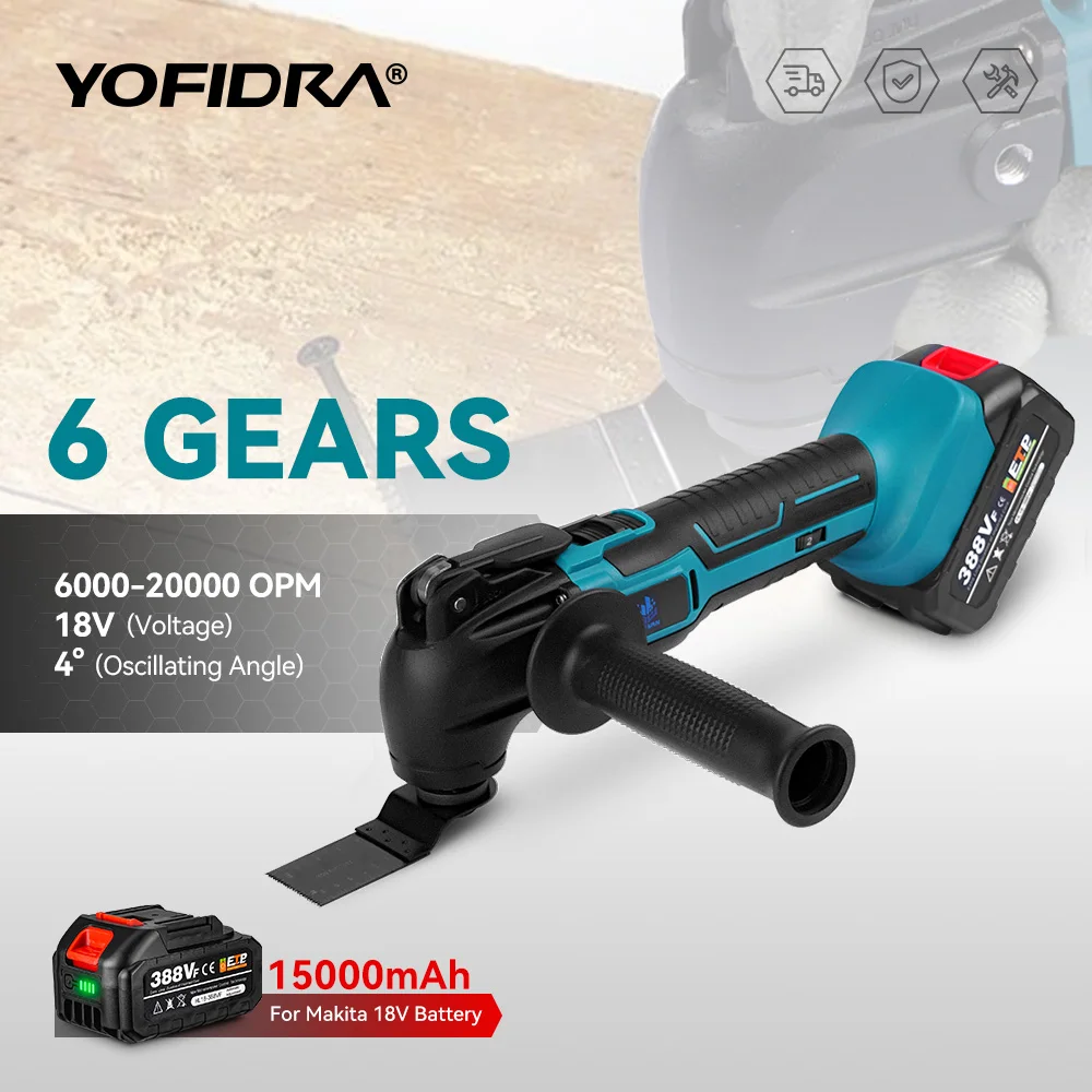 Yofidra Oscillating Multifunction Tool for Makita 18V Battery Multi-Tool Variable Speed Renovator Electric Trimmer Electric Tool