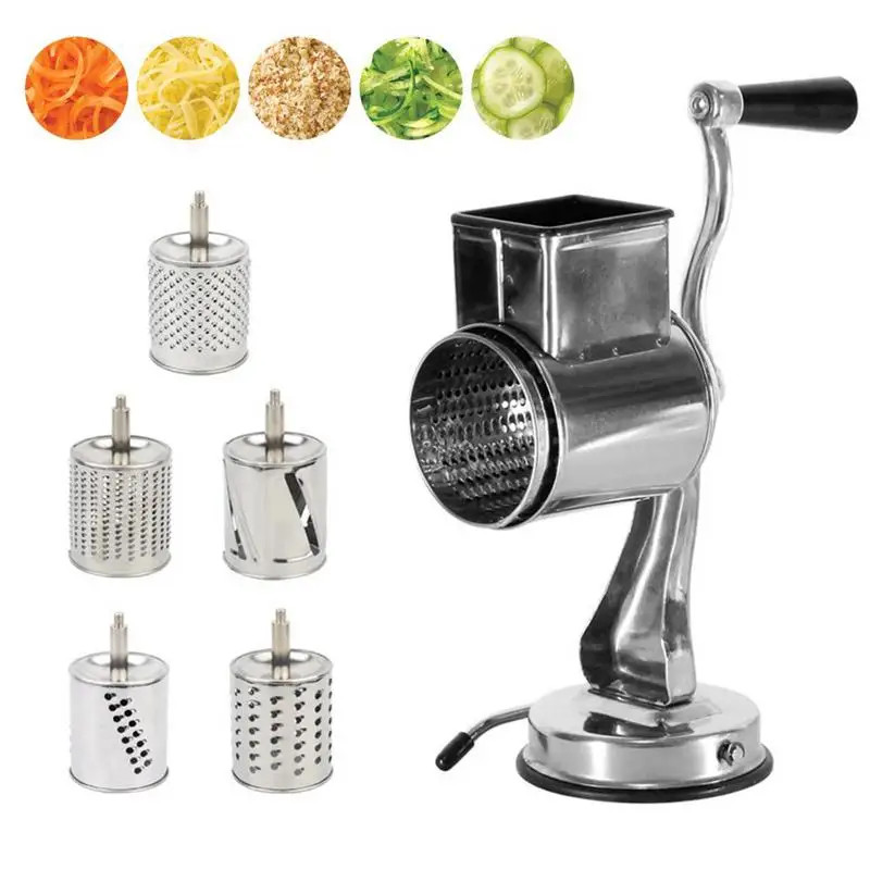 

Cheese Grater With Crank Multi-function Drum Vegetable Chopper Manual Rotary Cheese Grater Potato Slice Chopper Machine tool