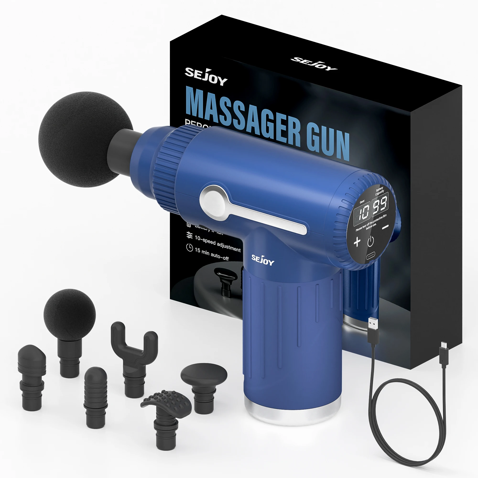 Massagepistole für Tiefengewebe, geräuscharmer Motor und tragbare Massagepistole mit 6 austauschbaren Köpfen für Tiefenmuskulatur-Entspannung und Entspannung, entspannendes Geschenk