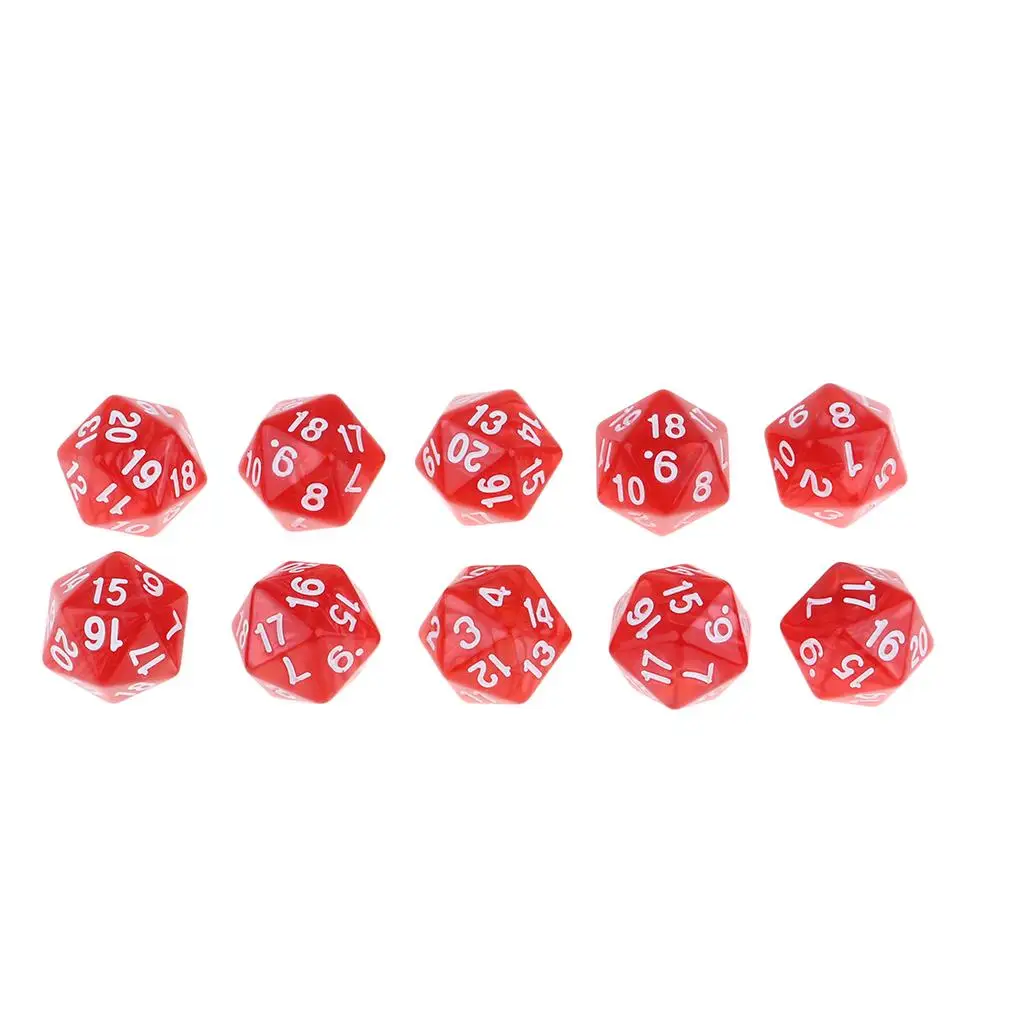 Pack of 10 Role Playing Games Twenty Sided D20(1-20) Dice