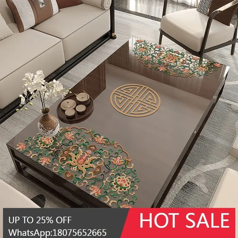 

SGF New Chinese Style Table Mat Chinese Style Coffee Table Mat Heat Resistant Waterproof Tabletop Mat
