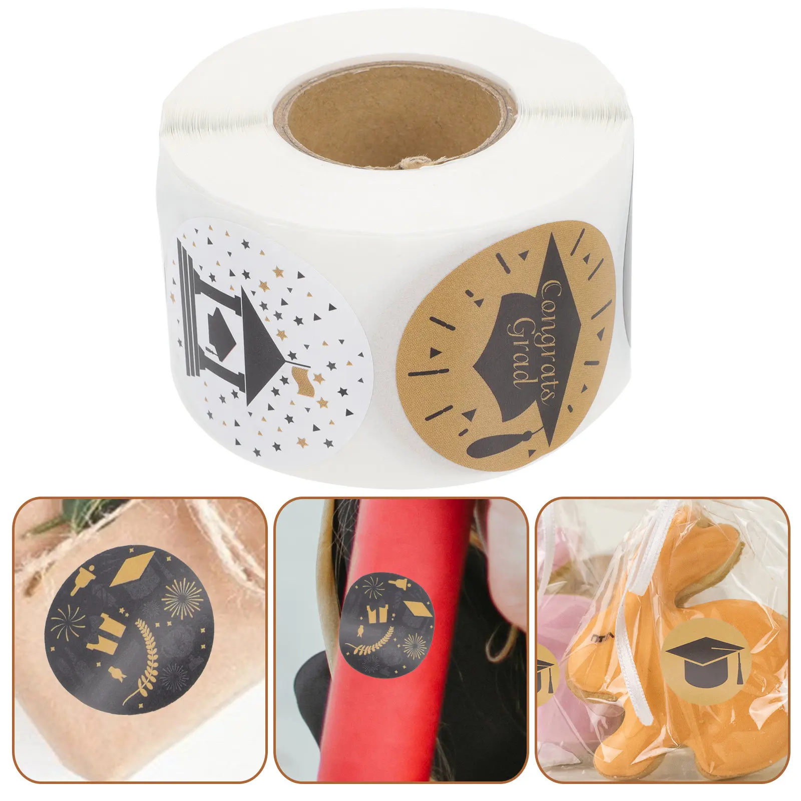 

1 Roll Graduation Stickers Sealing Stickers for Envelope Gift Box DIY Wrapping Decorative Labels Party Supply Cake Bag Packaging