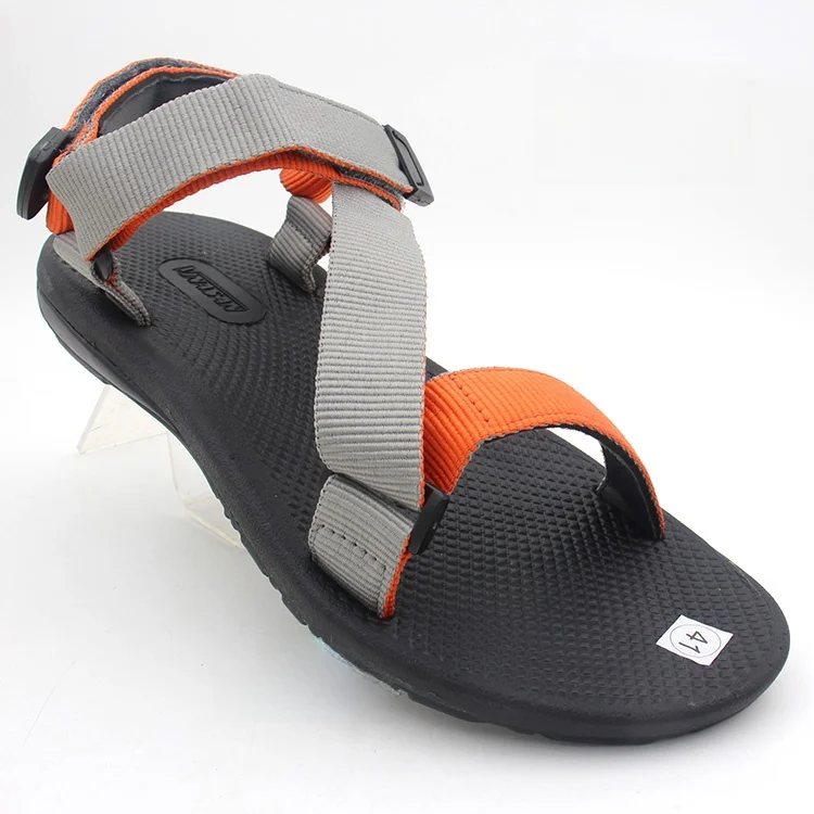 New Summer Men's Sandals Anti-Slip Outdoor Beach Casual Shoes Rubber Sole Wear-Resistant Magic Tape Closure Breathable Slip-On