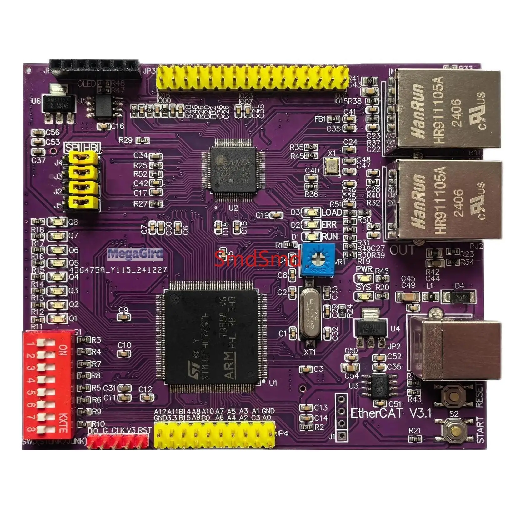 EtherCAT Development Board with STM32 AX58100 LAN9252 ET1100 CAN 485 Interface for Industrial Communication