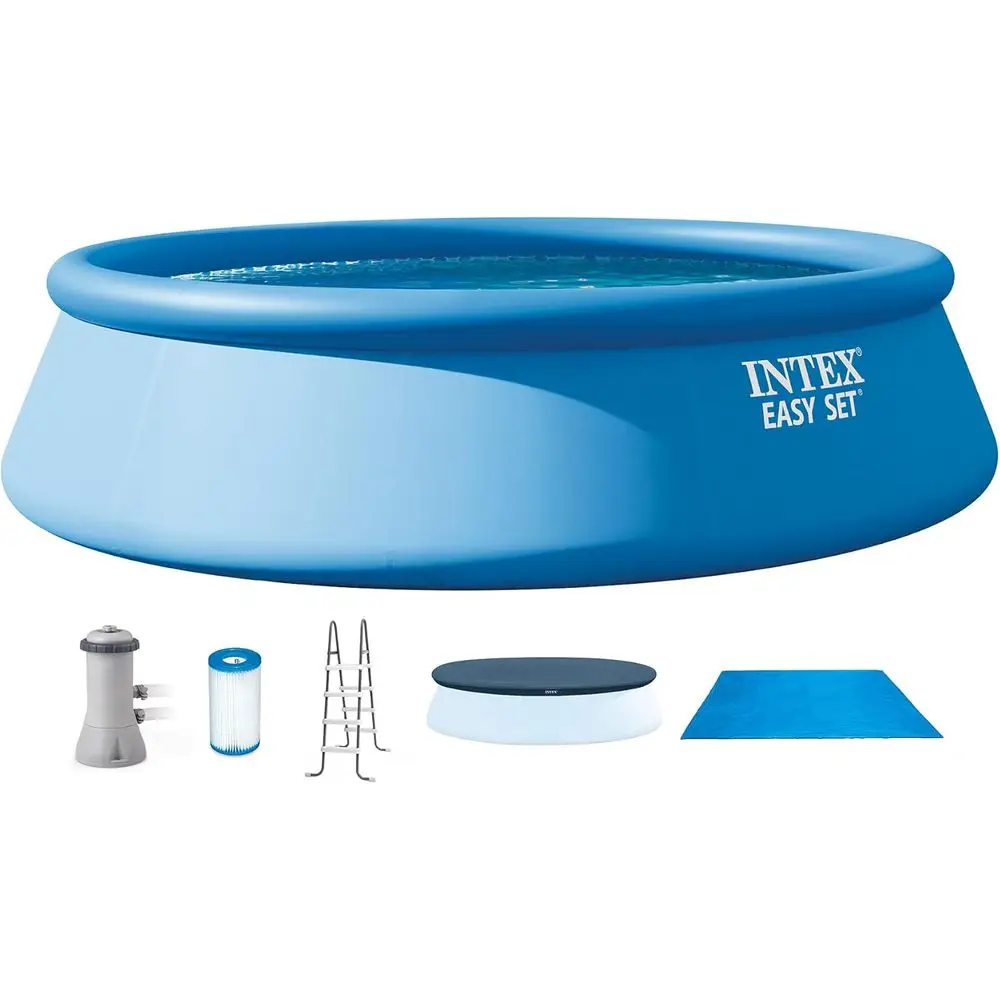 

15ft x 42in Round Above Ground Swimming Pool Set with 1000 GPH Filter Pump, Ladder, Cover, and Ground Cloth