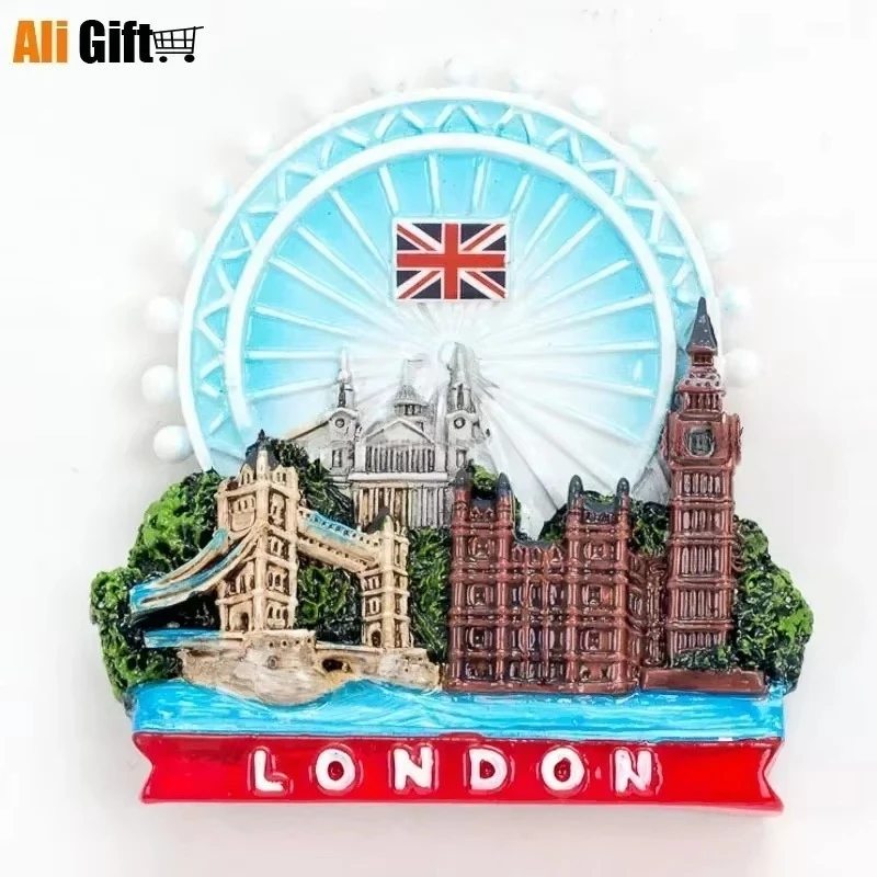 Cartoon British Travel Souvenirs Magnetic Refrigerator Stickers Resin Decoration Crafts Home Decoration Gift