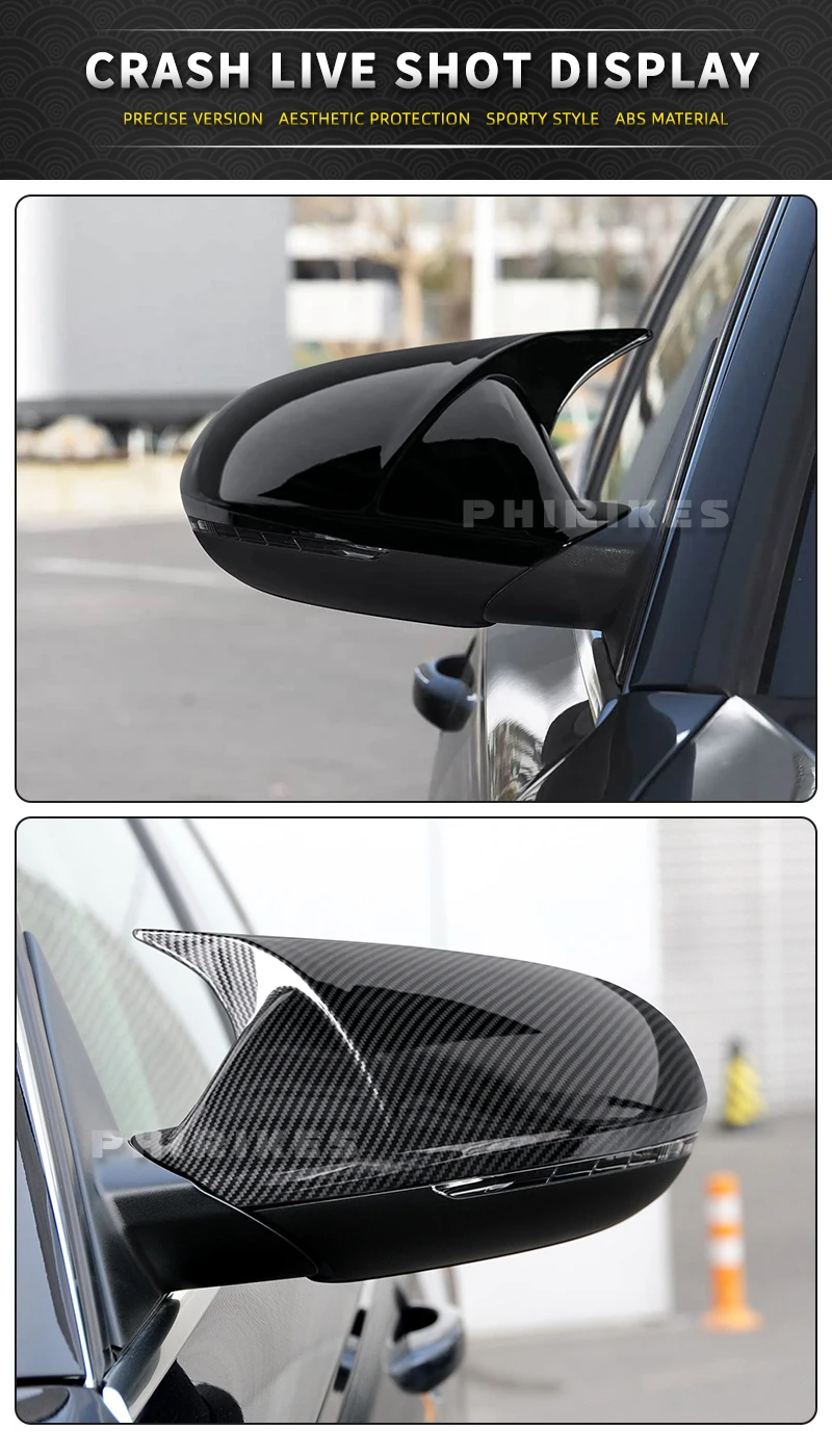 Für Audi A6 C7 S6 RS6 2012-2018 Autoaufkleber Carbonfaser Rückspiegelabdeckung Außenspiegelkappe Außentür Rückansicht Gehäuseverkleidung – Detail 8