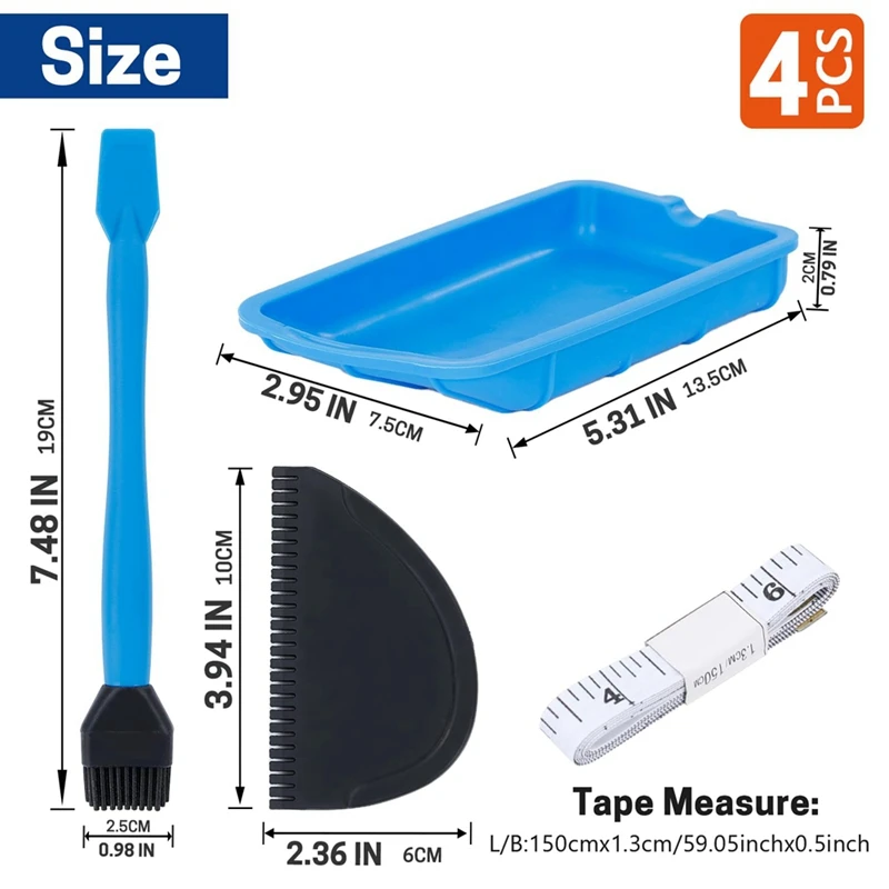 4 PCS Silicone Glue Applicator Kit, Reusable Silicone Glue Brush Set Wood Glue Spreader Silicone Brushes For Woodworking