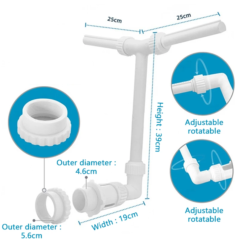 Fuente de piscina de doble pulverización ajustable, aspersor de cascada para piscina, rociador de fuente de jardín al aire libre, soporte de montaje Universal