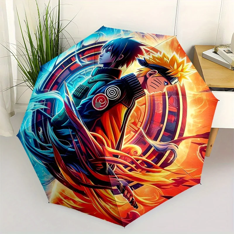 

Зонт с изображением Саске из аниме - яркий дизайн в стиле мультфильмов, компактный и стильный, с пластиковой ручкой, автоматическое открытие, 8 стальных спиц.