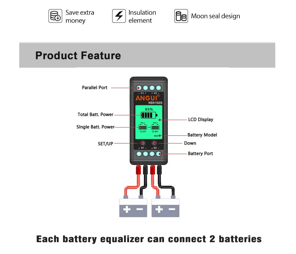 1ชิ้น PLC-10 PLE-10ปรับสมดุลแบตเตอรี่แบตเตอรี่แบตเตอรี่แบตเตอรี่ตะกั่วกรดที่เชื่อมต่อสำหรับ24/36/48V/96V