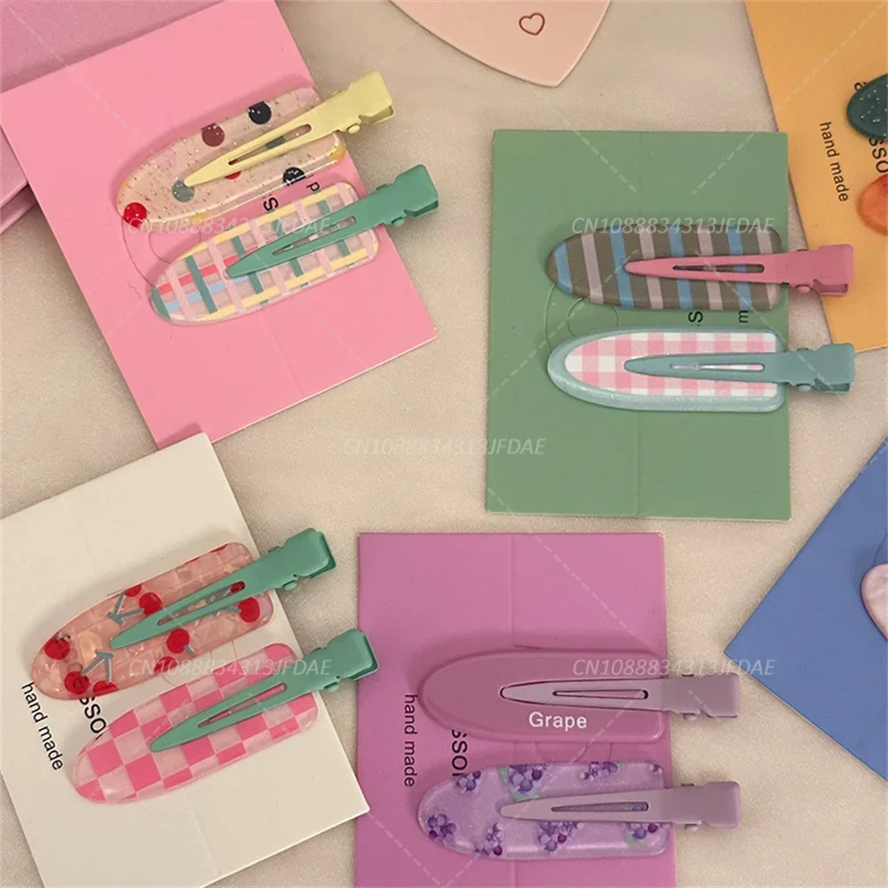 Seamless Candy Color Hairpin Fruit Hair Bang Clip Summer Hairpin No Crease Acrylic Barrette Hair Side Clamp Hair Accessories