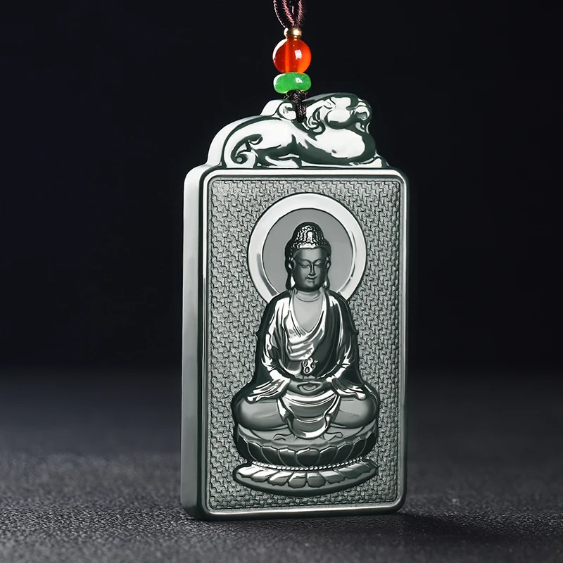 Natural Jade and New Monkey (Great Sun Tathagata) Zodiac Guardian Goddess Complete Set of Male and Female Same Style Pendant