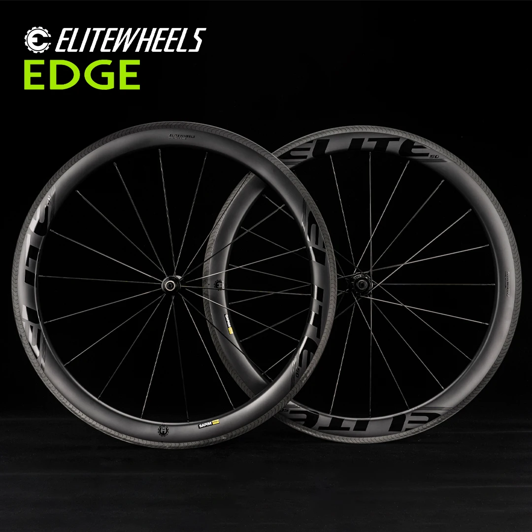 ELITEWHEELS EDGE 40mm 50mm  Ultralight Carbon Fiber Wheelset 1291g Road Rim Brake Wheelset Ratchet System36T  Wing 20 Spoke