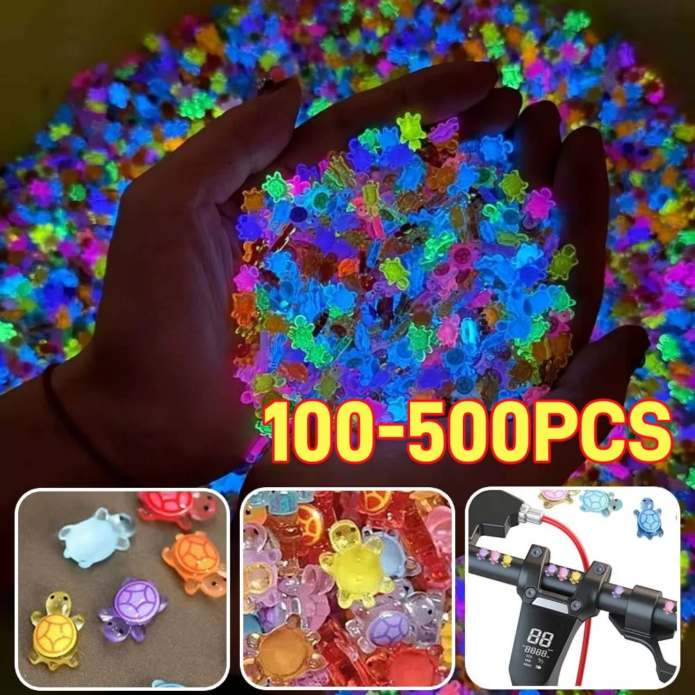 100-500pcs Mini Resin Turtles Night Glow Turtle Figurines Multi-Function Glow in The Night Turtle Miniatures for Micro Landscap