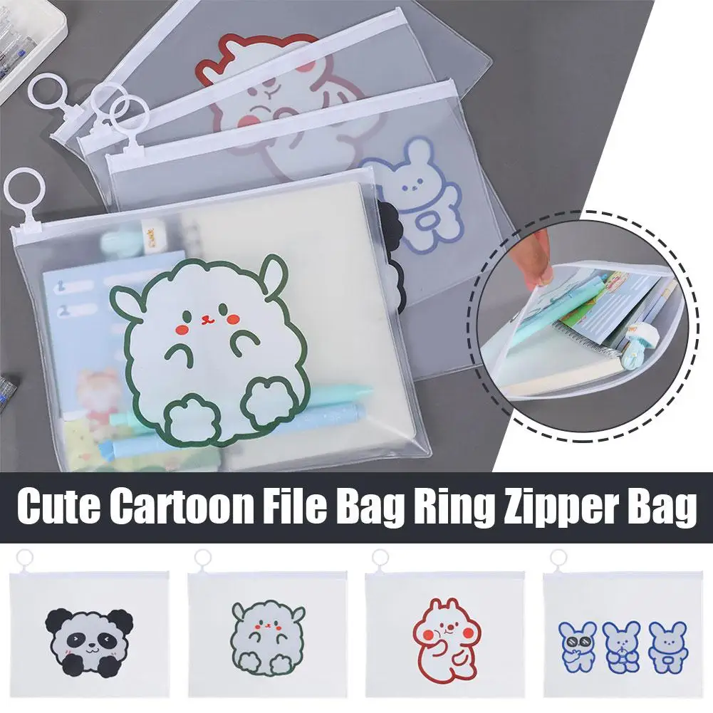 A5 Cartoon Transparent PVC Astronaut Series File Storage Bag Wiht Zipper Waterproof Transparent Document Bag For School Y2Q2