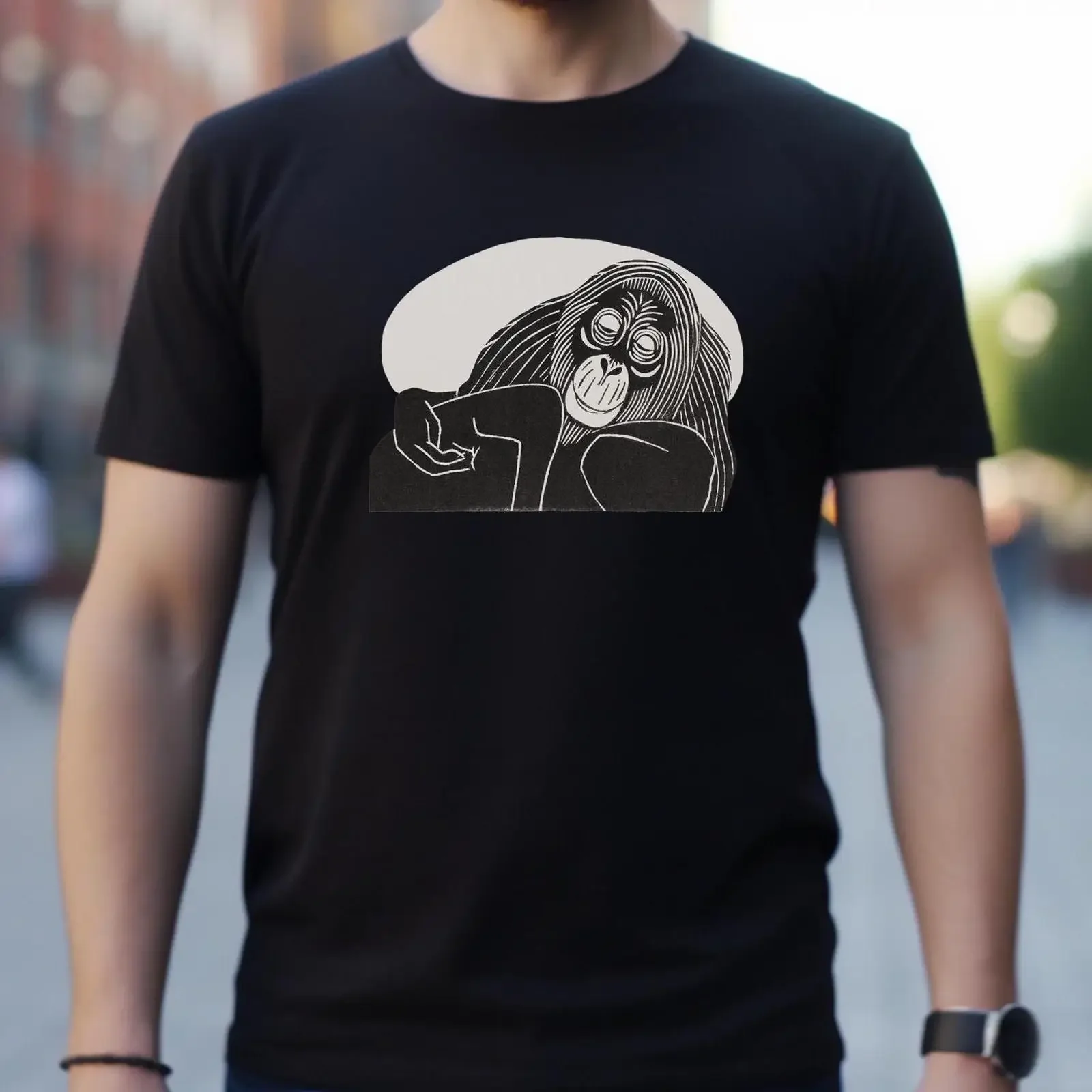 100 Cotton Organic T Shirt Samuel Jessurun Orangutan Black White Vintage Animal Birthday  vintage Washed designer clothes